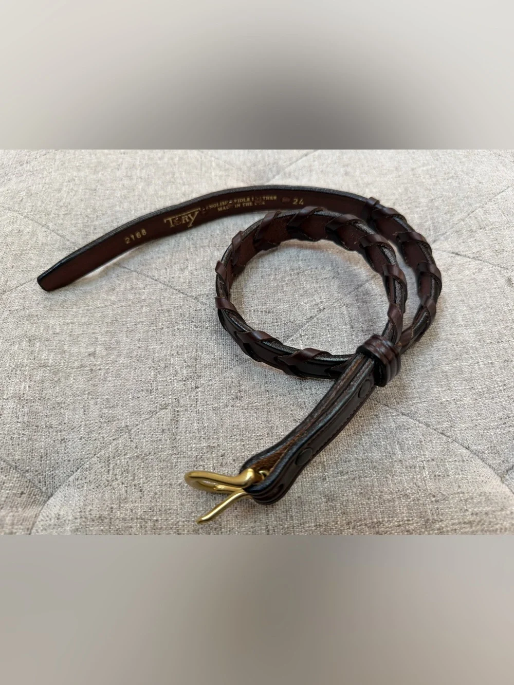 EUC TORY LEATHER REIN BELT BROWN RIDING BELT EQUESTRIAN BELT GIRLS SIZE 24